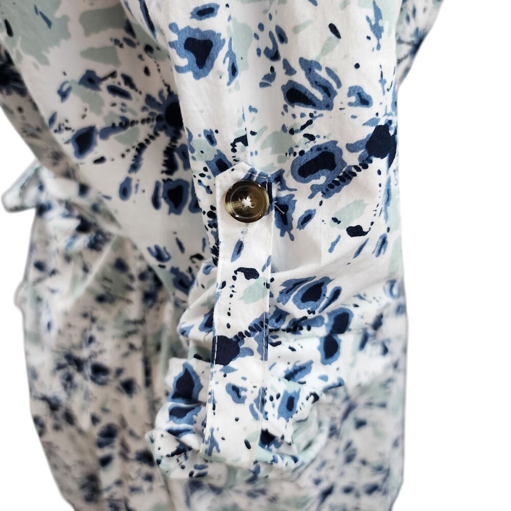 NWT Kaktus Women XXL Blue White Shibori Tie Dye Dress Button Up Pockets Tie Belt - Picture 8 of 13